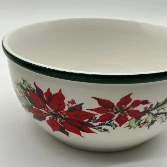 Totally Today Poinsettia Design Nesting Mixing Bowl Set 3 Heavy Duty Xmas Baking - Picture 7 of 12